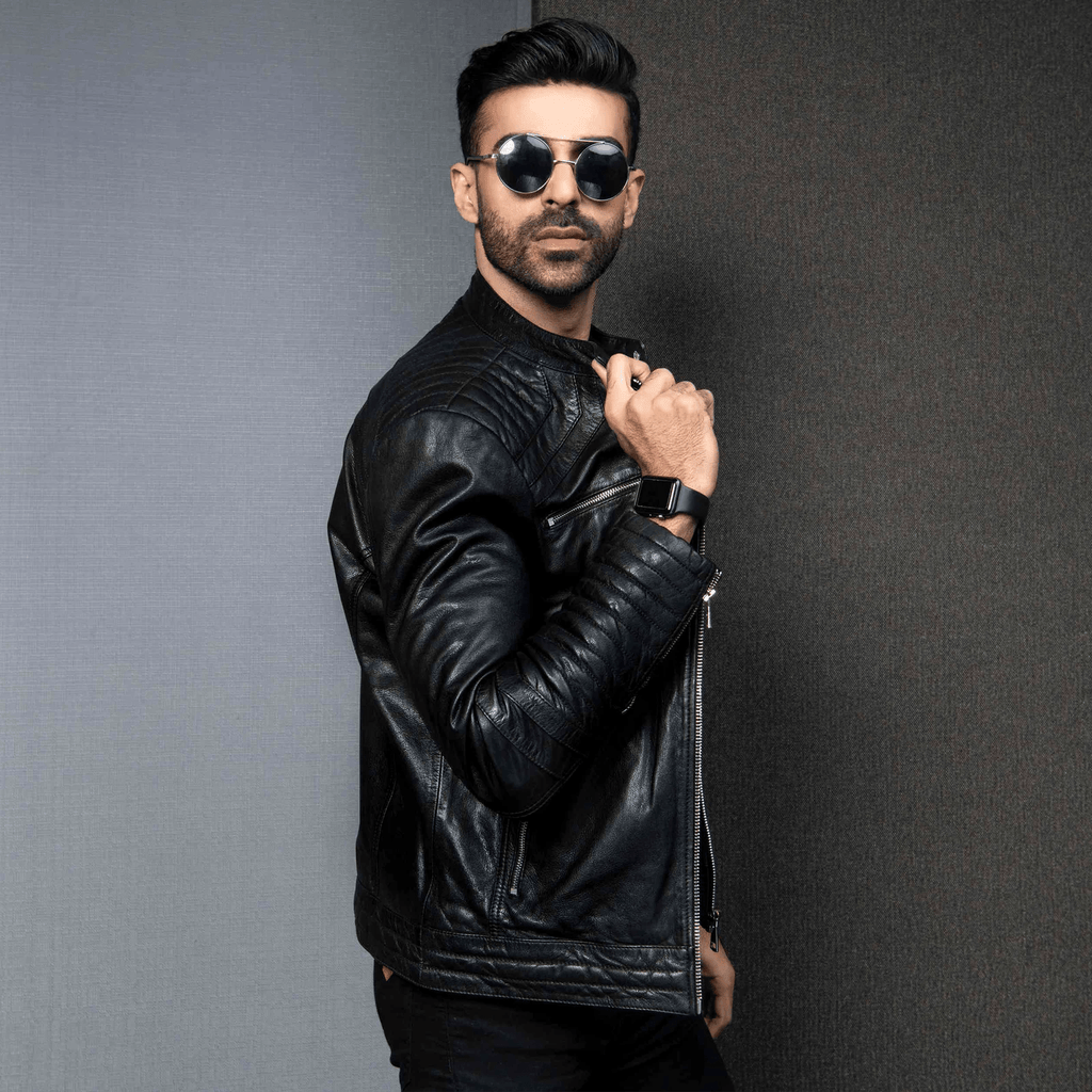 Biker Style Jacket - M, Black